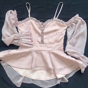 Elegant Pink Polka Dot Women's Top